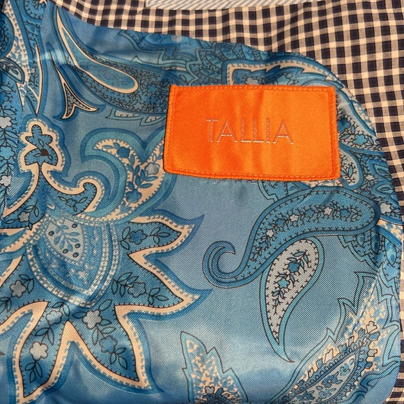 TALLIA, NWT, 44reg, FRESH PRESSED navy & white check blue Paisley lining blazer - Picture 3 of 11